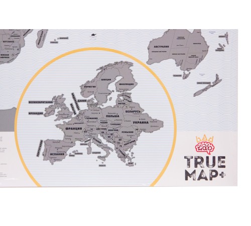 Большая скретч-карта мира True Map Plus Silver