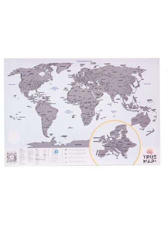Большая скретч-карта мира True Map Plus Silver