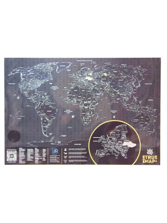 Скретч карта мира True Map Plus Noir (стирающаяся карта путешествий)