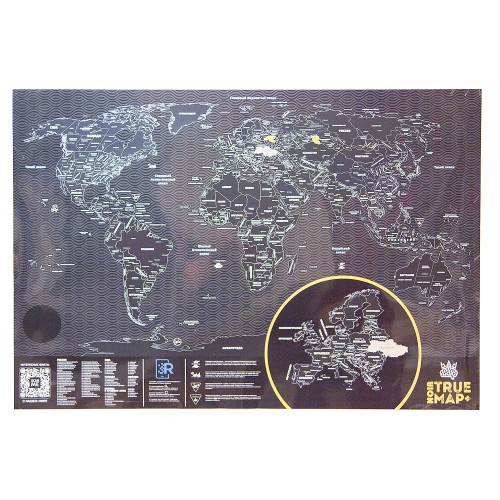 Скретч карта мира True Map Plus Noir (стирающаяся карта путешествий)