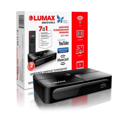 Цифровая ТВ приставка LUMAX DV2118HD, DVB-T2, Wi-Fi