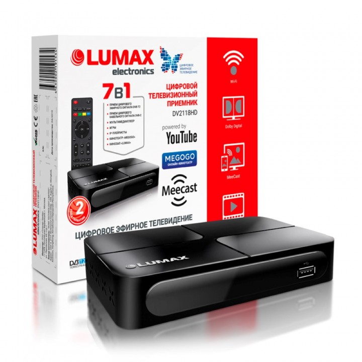 Цифровая ТВ приставка LUMAX DV2118HD, DVB-T2, Wi-Fi