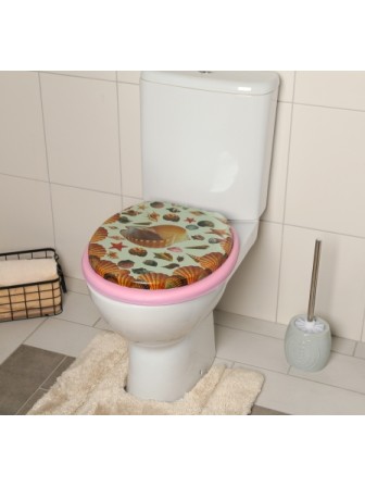 Сиденье для унитаза мягкое розовое с рисунком в ассортименте