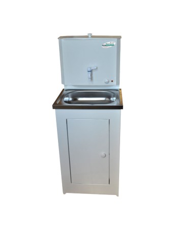 Умывальник дачный с подогревом воды Чистюля, белый, нержавеющая мойка