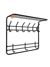 Вешалка 2-х ярусная 80 см с полкой черная, 9 крючков