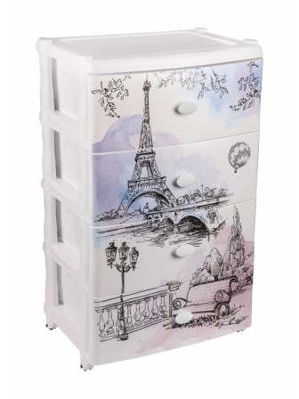 Комод пластиковый с 4-мя ящиками Весна в Париже М2266