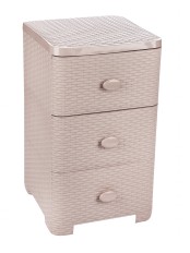 Комод пластиковый Плетенка М2432, 3 ящика, какао