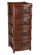 Комод пластиковый Эконом М2443, 4 ящика, коричневый