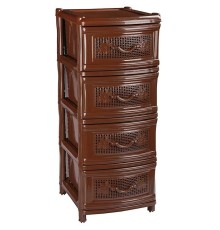 Комод пластиковый Эконом М2443, 4 ящика, коричневый