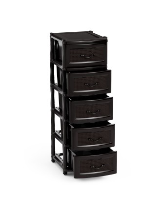 Комод пластиковый Эконом М6498, 5 ящиков, коричневый