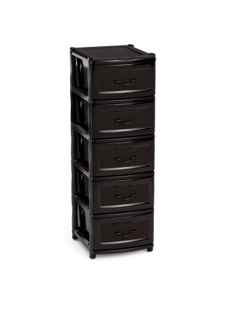 Комод пластиковый Эконом М6498, 5 ящиков, коричневый