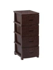 Комод пластиковый с 4 ящиками Росспласт ДЕКОР "Ажур" коричневый