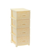 Комод для вещей пластиковый с 4-мя ящиками "Ажур" слоновая кость, Росспласт