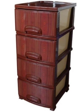 Комод пластиковый с 4-мя ящиками Роспласт РП-421 "Красное дерево"