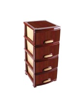 Комод пластиковый с 4-мя ящиками Роспласт РП-421 "Красное дерево"