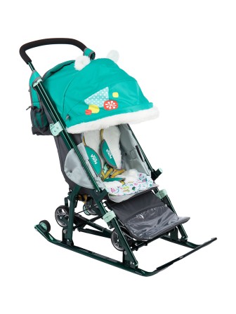 Санки-коляска Ника детям 7-2 НД7-2, с лисичкой изумрудный