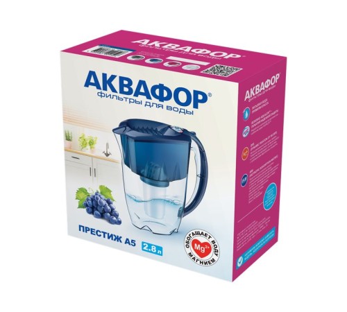 Кувшин с фильтром для воды Аквафор Престиж А5 синий 2,8 л