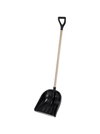 Лопата снеговая пластиковая Цикл Купец 46х41 см, деревянный черенок