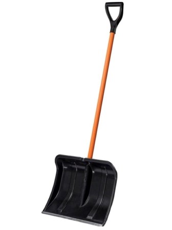 Лопата снеговая пластиковая Богатырь с алюминиевой планкой, метал. черенок
