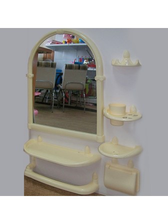 Набор для ванной Олимпия зеркальный 7 предметов, пластик, слоновая кость