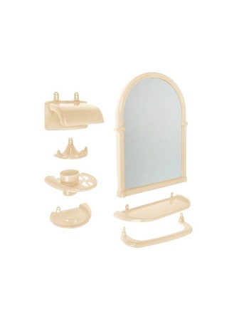 Набор для ванной Олимпия зеркальный 7 предметов, пластик, слоновая кость