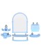 Набор для ванной Олимпия зеркальный 7 предметов, пластик голубой