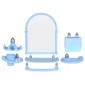 Набор для ванной Олимпия зеркальный 7 предметов, пластик голубой