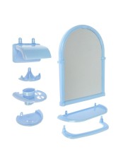 Набор для ванной Олимпия зеркальный 7 предметов, пластик голубой