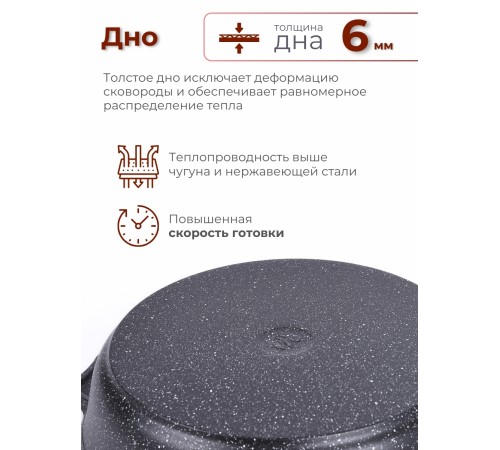 Сковорода 28 см «Гранит Black» С028802 со съемной ручкой и крышкой