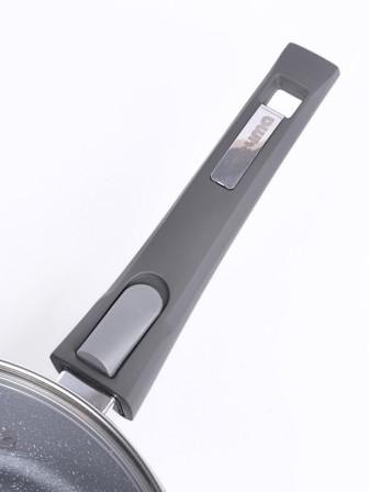 Сковорода Гранит С024701 24 см с крышкой, съемной ручкой, антипригарная