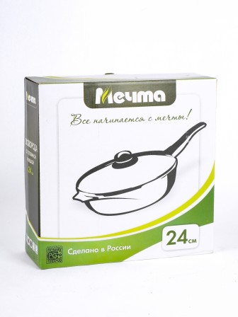 Сковорода Гранит С024701 24 см с крышкой, съемной ручкой, антипригарная