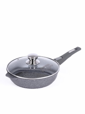 Сковорода Гранит С024701 24 см с крышкой, съемной ручкой, антипригарная