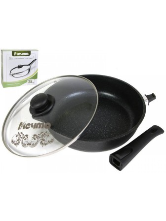 Сковорода Гранит С028701 28 см с крышкой, АП, съемная ручка