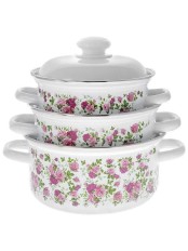 Набор эмалированных кастрюль 124 Китайская роза 124/4АП2 1,5/2/3 л 