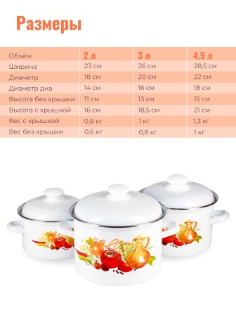 Набор кастрюль Итальянская кухня 7АП2/4, 2/3/4,5 л 