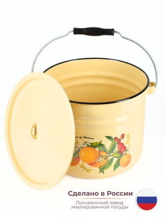Ведро эмалированное 12 л с крышкой 1224Ц/4Км Фруктовая фантазия