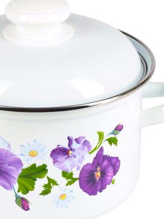 Кастрюля эмалированная 2 л Анютины глазки 1610АП2/4