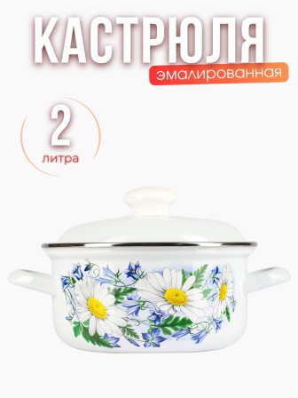Кастрюля эмалированная 2 л Ромашковое поле С-1510АП2/4