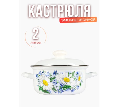 Кастрюля эмалированная 2 л Ромашковое поле С-1510АП2/4 Кастрюля эмалированная 2 л Ромашковое поле С-1510АП2/4