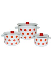 Набор кастрюль эмалированных Горошки Стальэмаль 1с112,  2,9 л, 4,5 л, 7 л