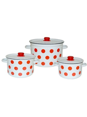 Набор кастрюль эмалированных Горошки Стальэмаль 1с112,  2,9 л, 4,5 л, 7 л