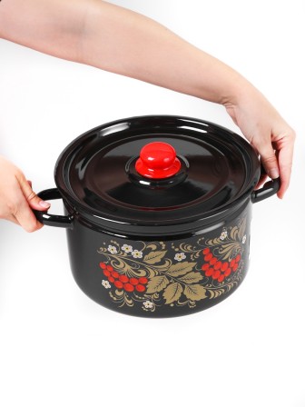 Набор кастрюль эмалированных (2,9 л, 4,5 л ,7л) л, Стальэмаль 1с112, Рябина, черный