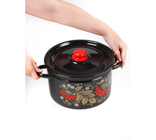 Набор кастрюль эмалированных (2,9 л, 4,5 л ,7л) л, Стальэмаль 1с112, Рябина, черный