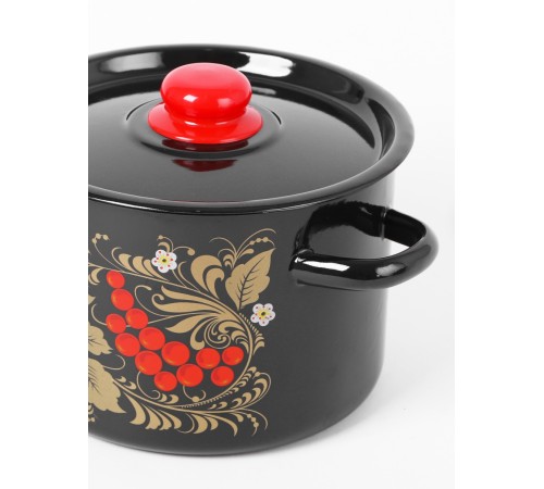 Набор кастрюль эмалированных (2,9 л, 4,5 л ,7л) л, Стальэмаль 1с112, Рябина, черный