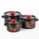 Набор кастрюль эмалированных (2,9 л, 4,5 л ,7л) л, Стальэмаль 1с112, Рябина, черный