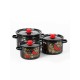 Набор кастрюль эмалированных (2,9 л, 4,5 л ,7л) л, Стальэмаль 1с112, Рябина, черный
