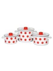 Набор кастрюль эмалированных Горошки Стальэмаль 1С144,  1,5 л, 2,9 л, 4,5 л