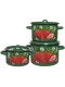 Набор кастрюль эмалированных (1,5 л, 2,9 л, 4,5 л) л, Стальэмаль 1с33, Клубника садовая, изумрудный