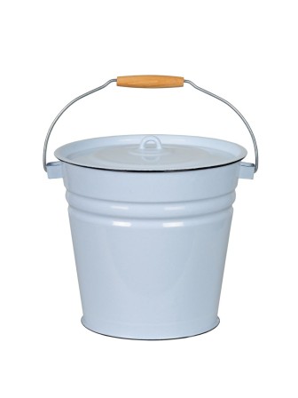 Ведро эмалированное 12 л, с крышкой, Стальэмаль 2с28, без рисунка, серо-голубой