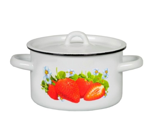 Кастрюля эмалированная 1.5л Клубника садовая 1с15с/1 белоснежный Кастрюля эмалированная 1.5л Клубника садовая 1с15с/1 белоснежный